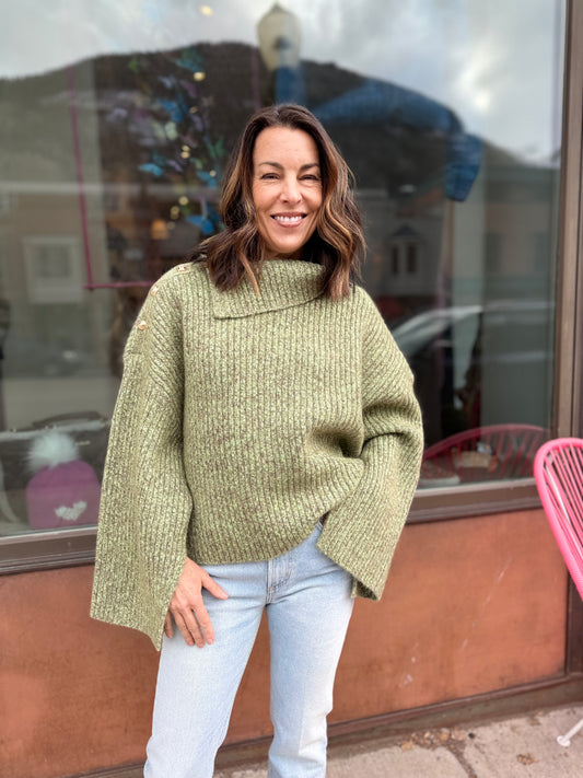 GANNI Button Neck Swtr