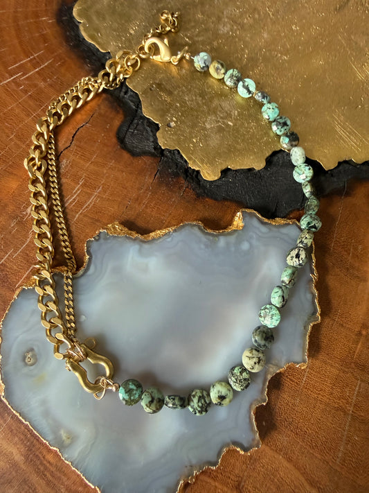 Rachel Nathan Beaded Shackle Duo African Turquoise