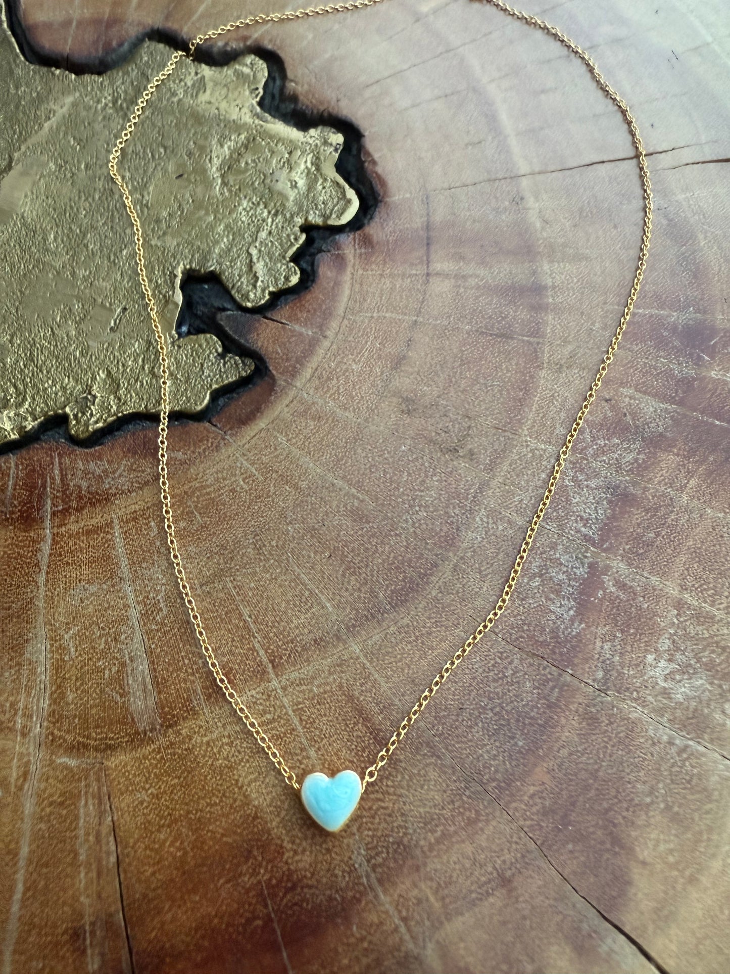 Ruby & Violet Blue Sparkle Heart Enamel Necklace