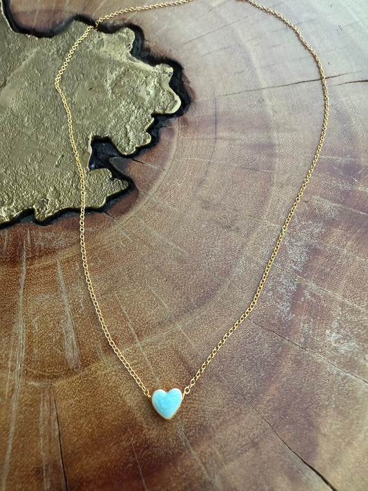Ruby & Violet Blue Sparkle Heart Enamel Necklace