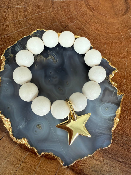Lauren Amble White Wood Star Bracelet