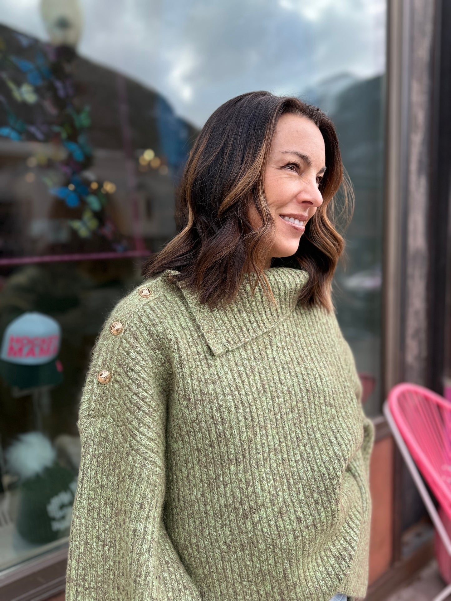 GANNI Button Neck Swtr