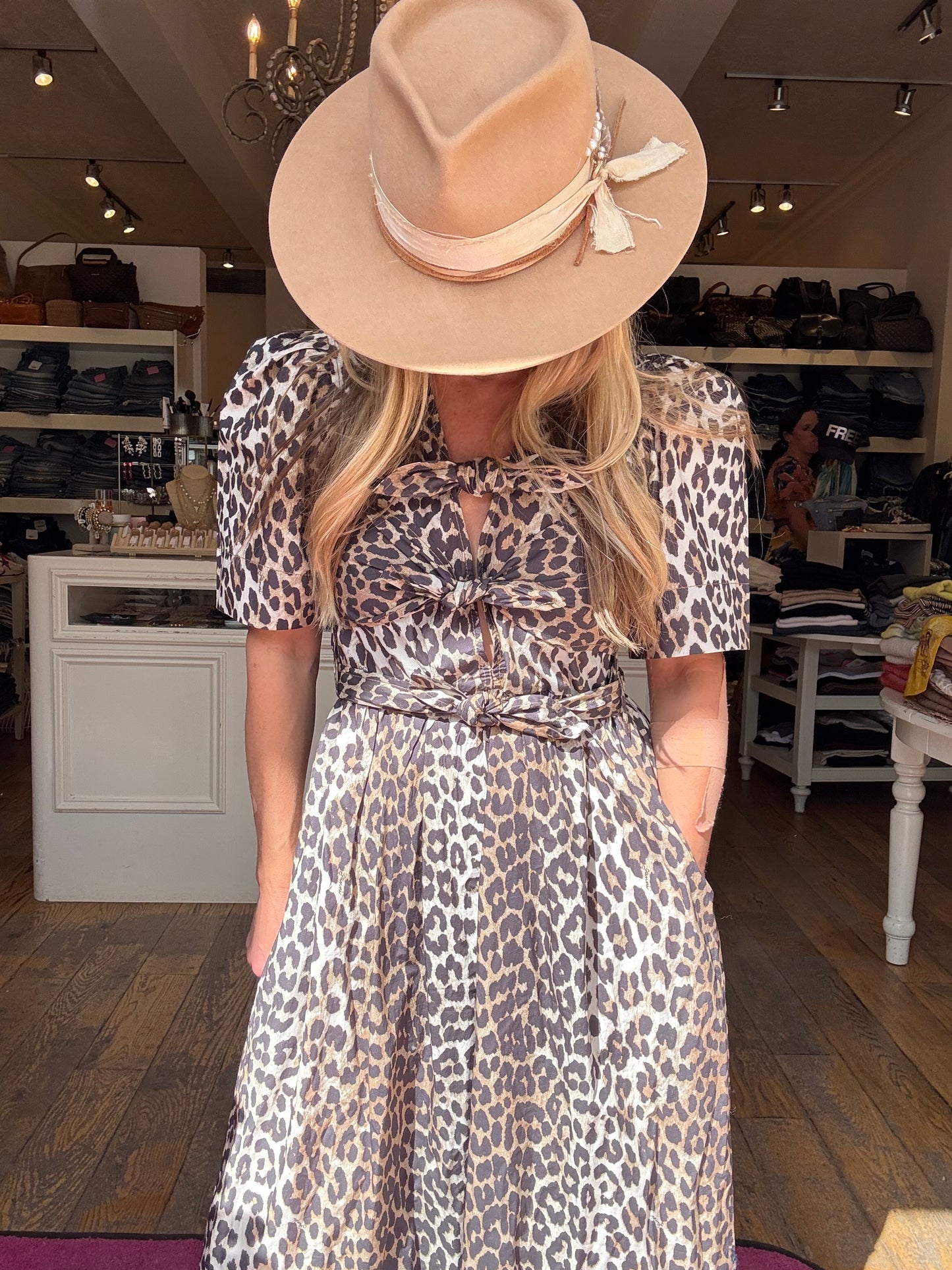 Ganni Leopard Tie Strap Midi