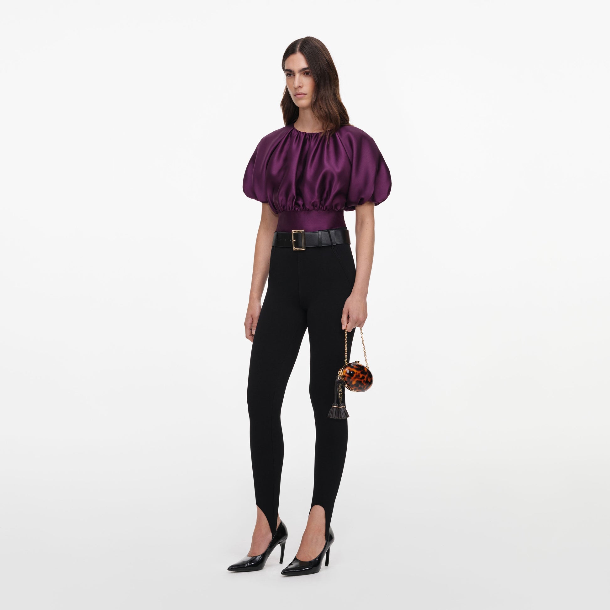 Self-Portrait Taffeta Top in Purple, alternate view 1