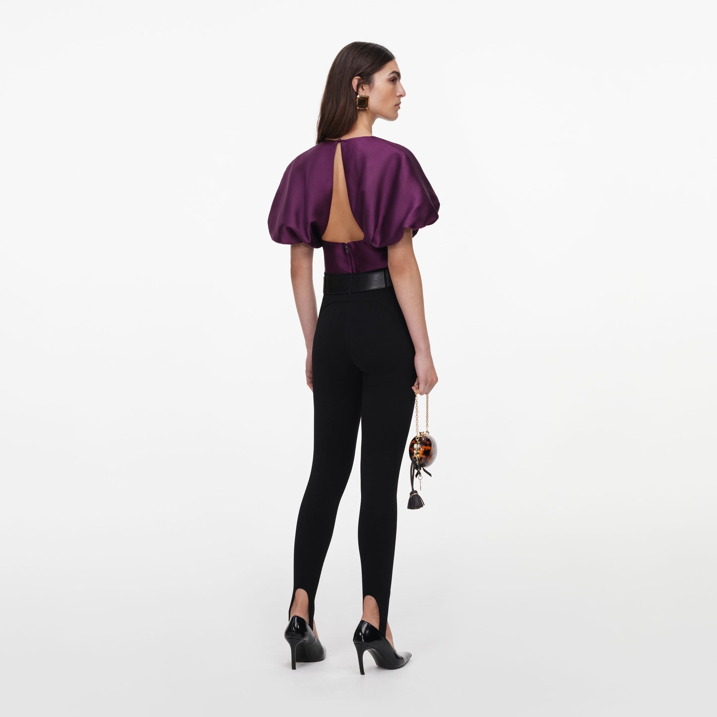 Self-Portrait Taffeta Top in Purple, alternate view 2