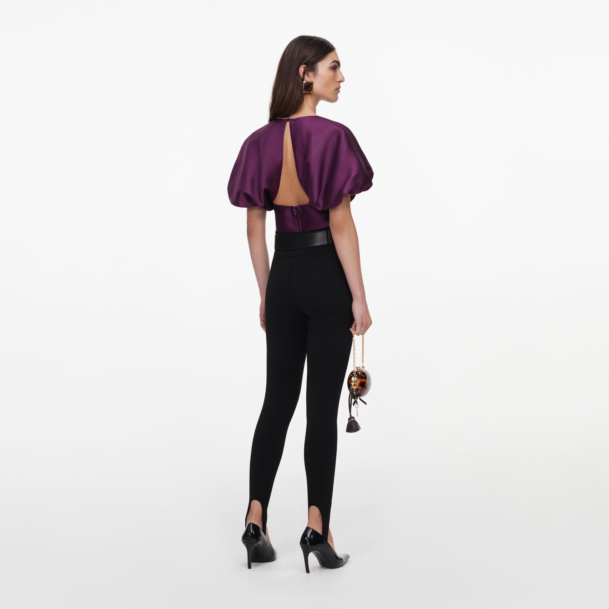 Self-Portrait Taffeta Top in Purple, alternate view 2