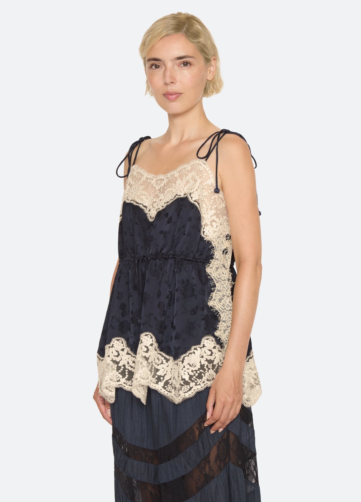 Sea NYC Shay Camisole in Navy - three quarter