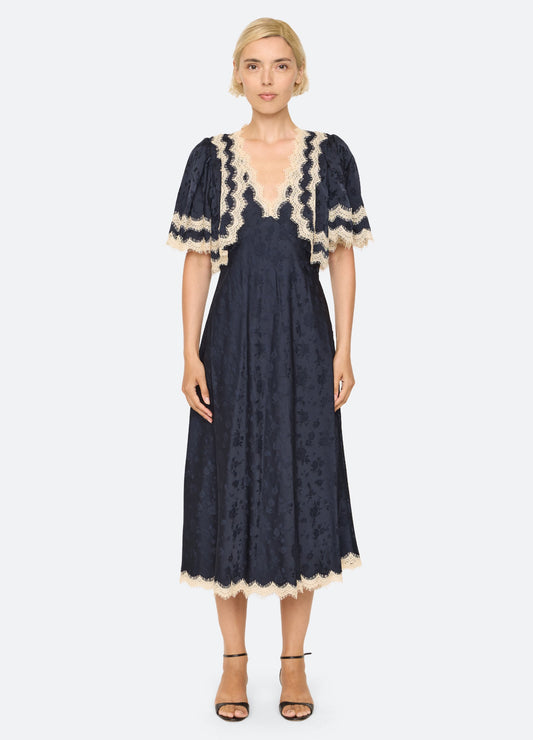Sea NYC Shay Dress in Navy, front view