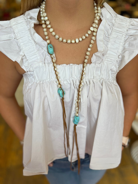 Tess Turquoise Pearl Necklace