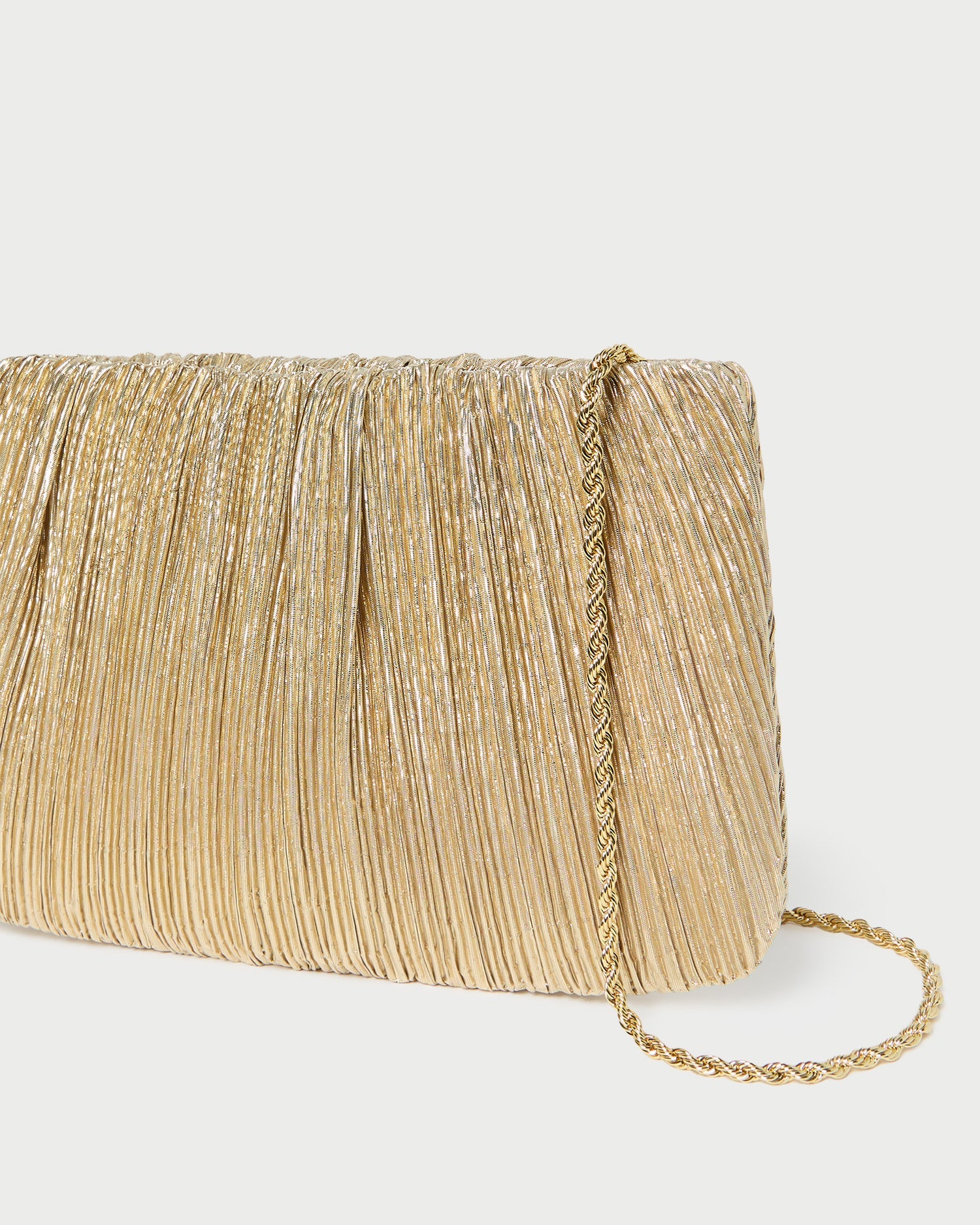 Loeffler Randall Brit Pleated Flat Clutch in gold lamé, alternate view