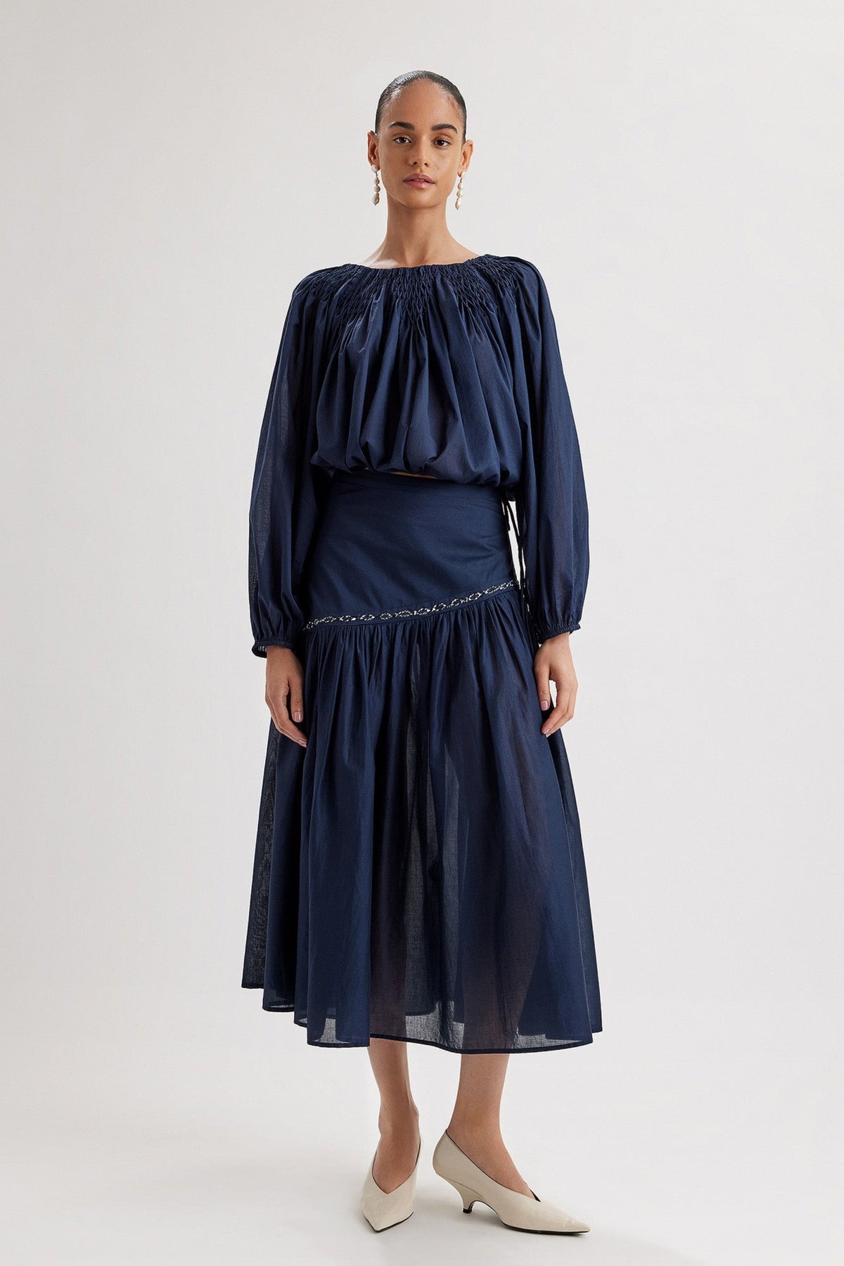 Merlette Lotus Top in Navy, alternate view