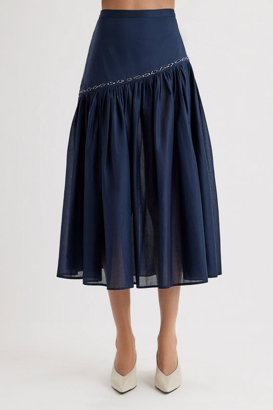 Merlette Elinga Skirt in Navy, front view