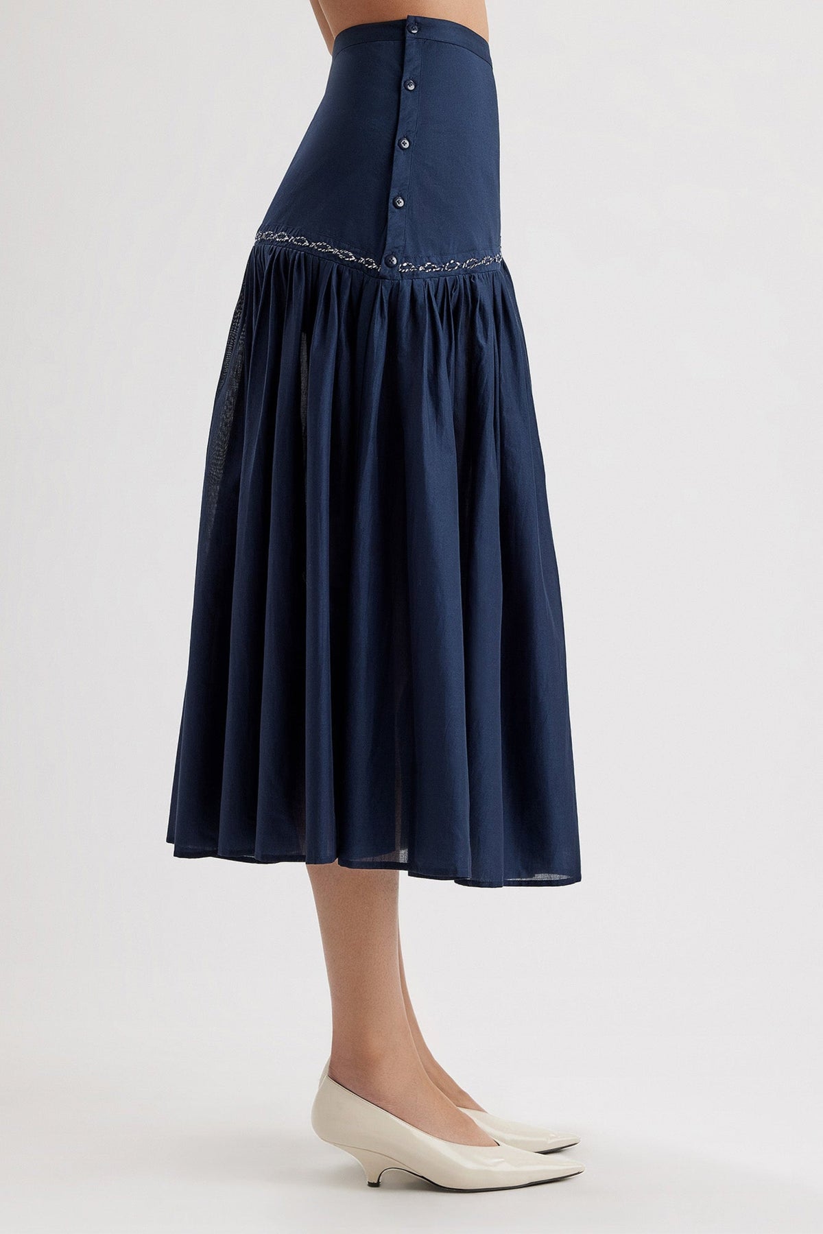 Merlette Elinga Skirt in Navy, detail view