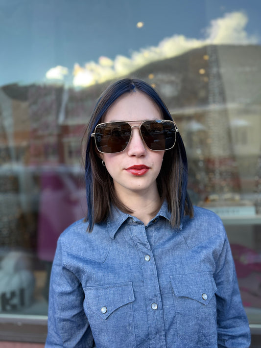 GG Gold Rectangle Aviator Sunglasses