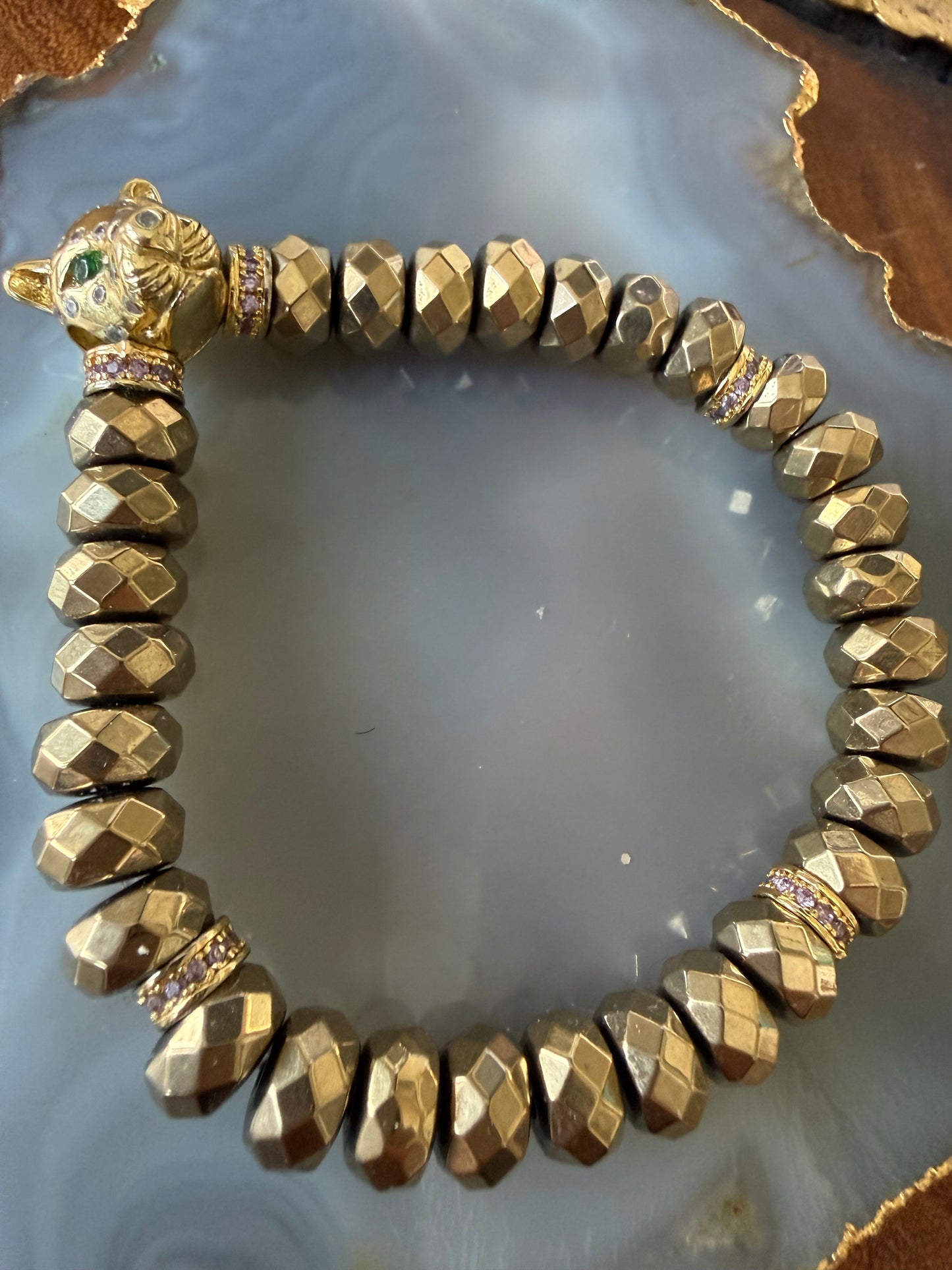 Ruby & Violet Leopard Pyrite Bracelet