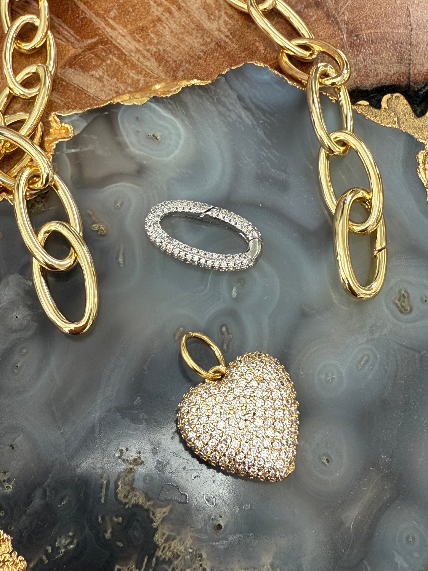 Lauren Amble Pave Puffy Heart Necklace