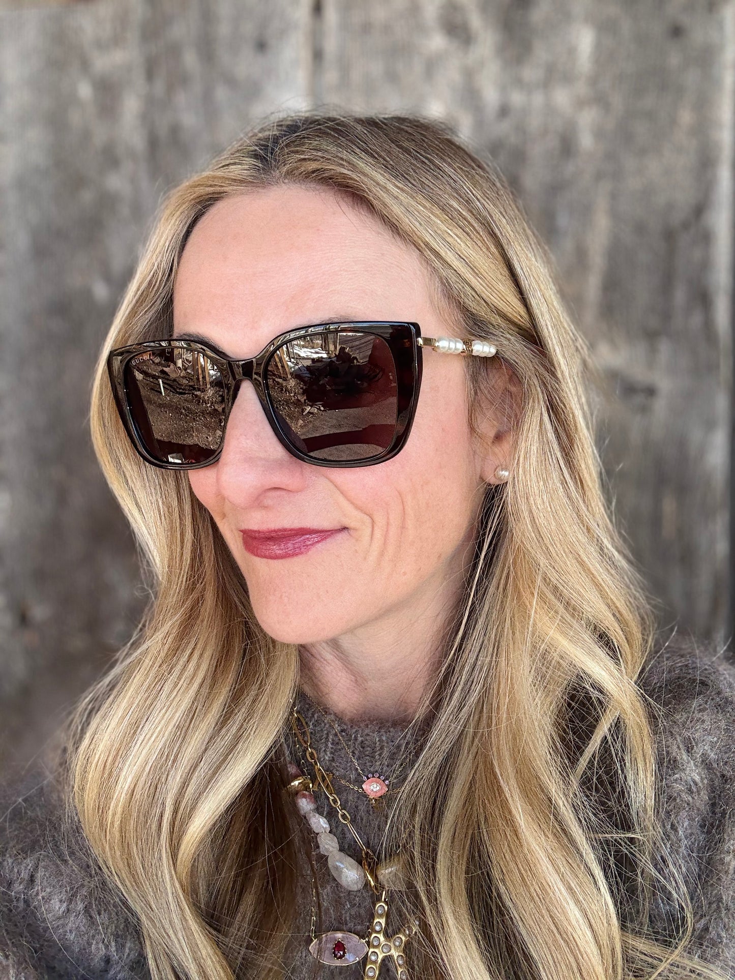 GG Tort Pearl Arm Sunglasses