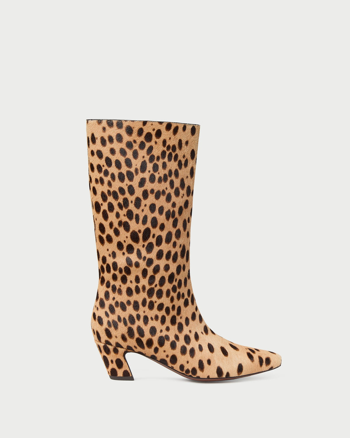 Loeffler Randall Cleo Kicked Heel Calf Boot in Snow Leopard calf hair, product view