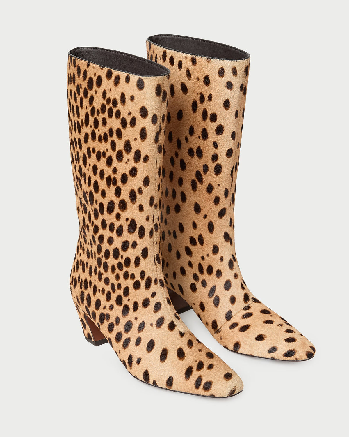 Loeffler Randall Cleo Kicked Heel Calf Boot in Snow Leopard calf hair, detail view
