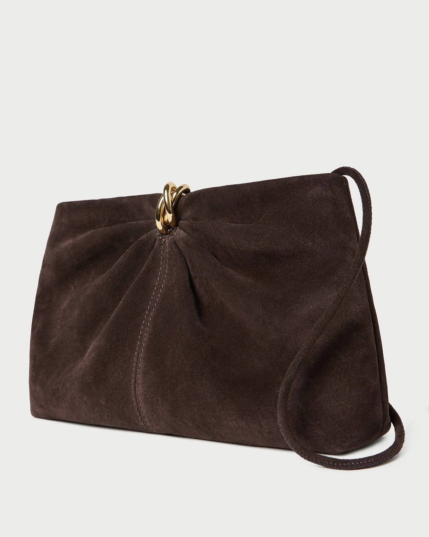 Loeffler Randall Corrine Gathered Multi Ring Clutch in Tmoro brown suede, alternate view