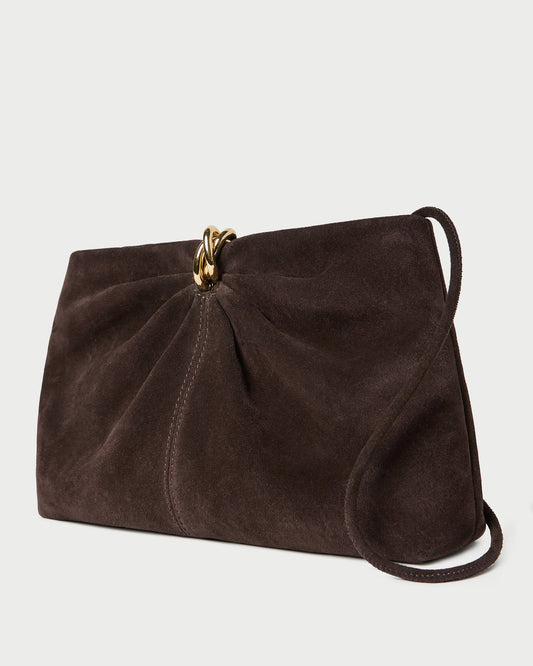 Loeffler Randall Corrine Gathered Multi Ring Clutch in Tmoro brown suede, alternate view
