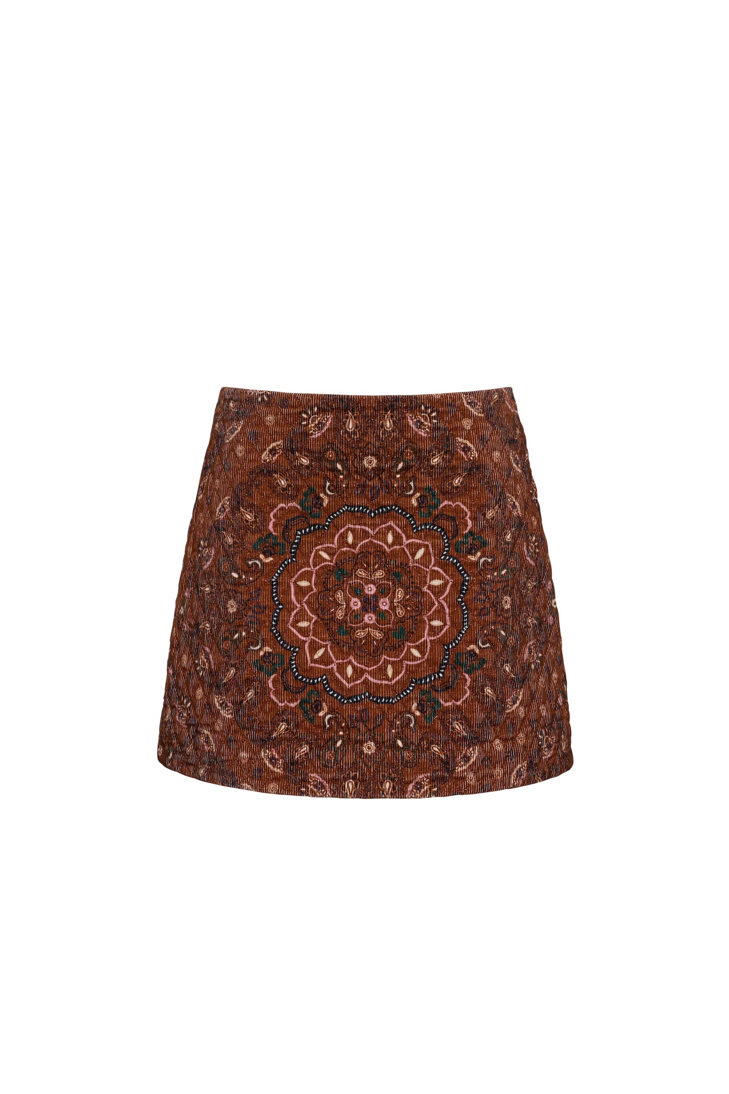Cara Cara Chrissy Skirt in Bandana Camel, front view