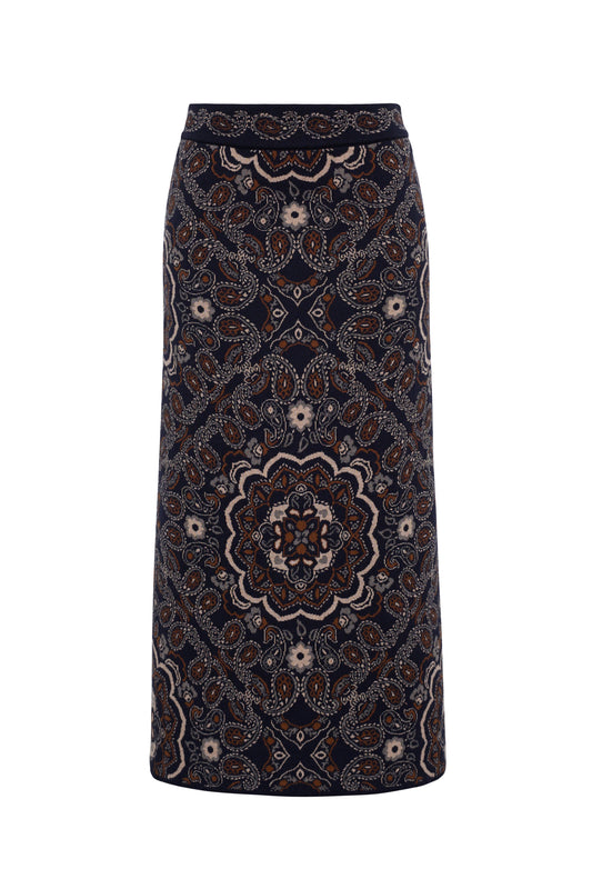 Cara Cara Clara Skirt in Bandana Navy, front view