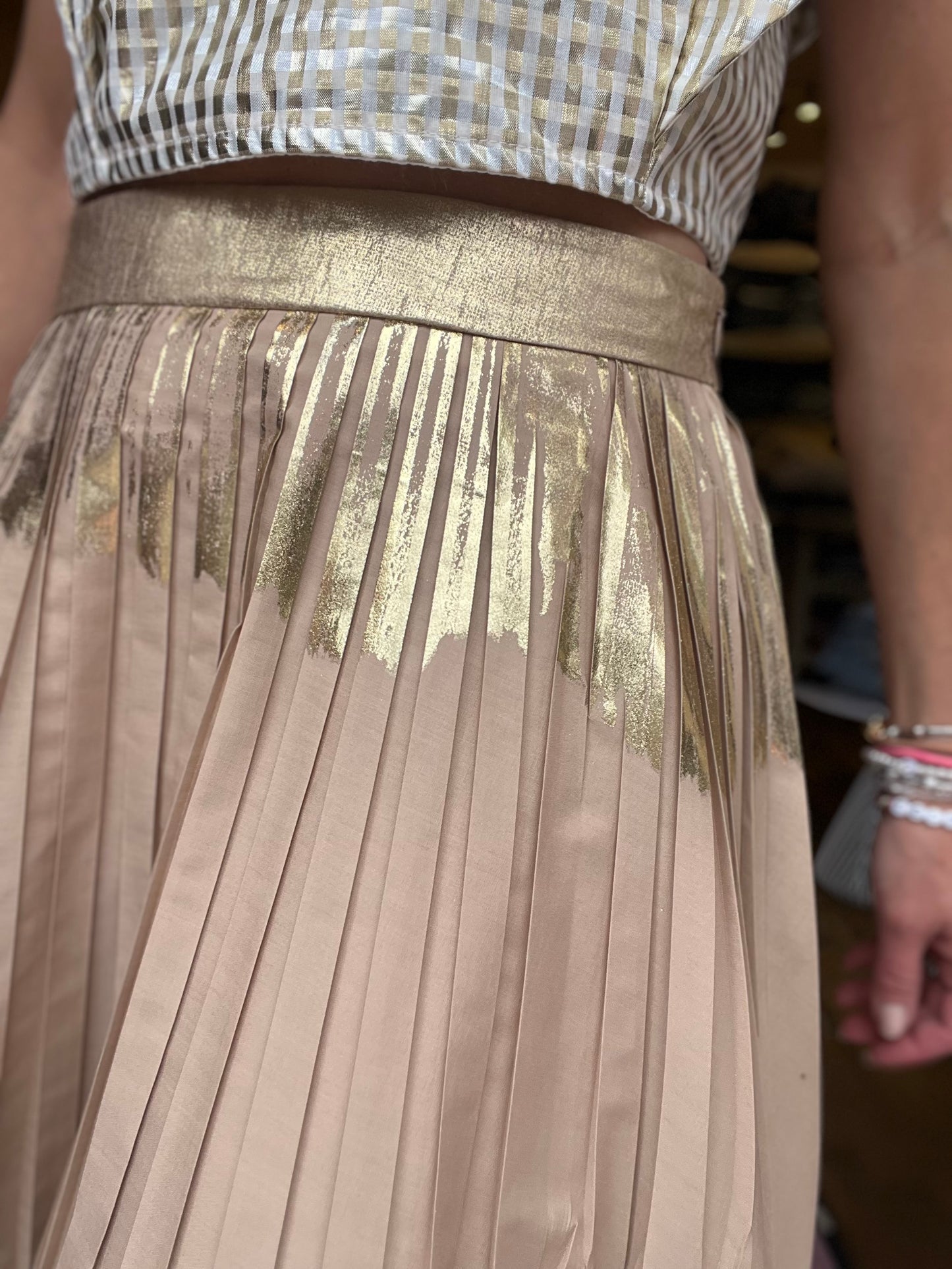 Nude Gold Foil Skirt