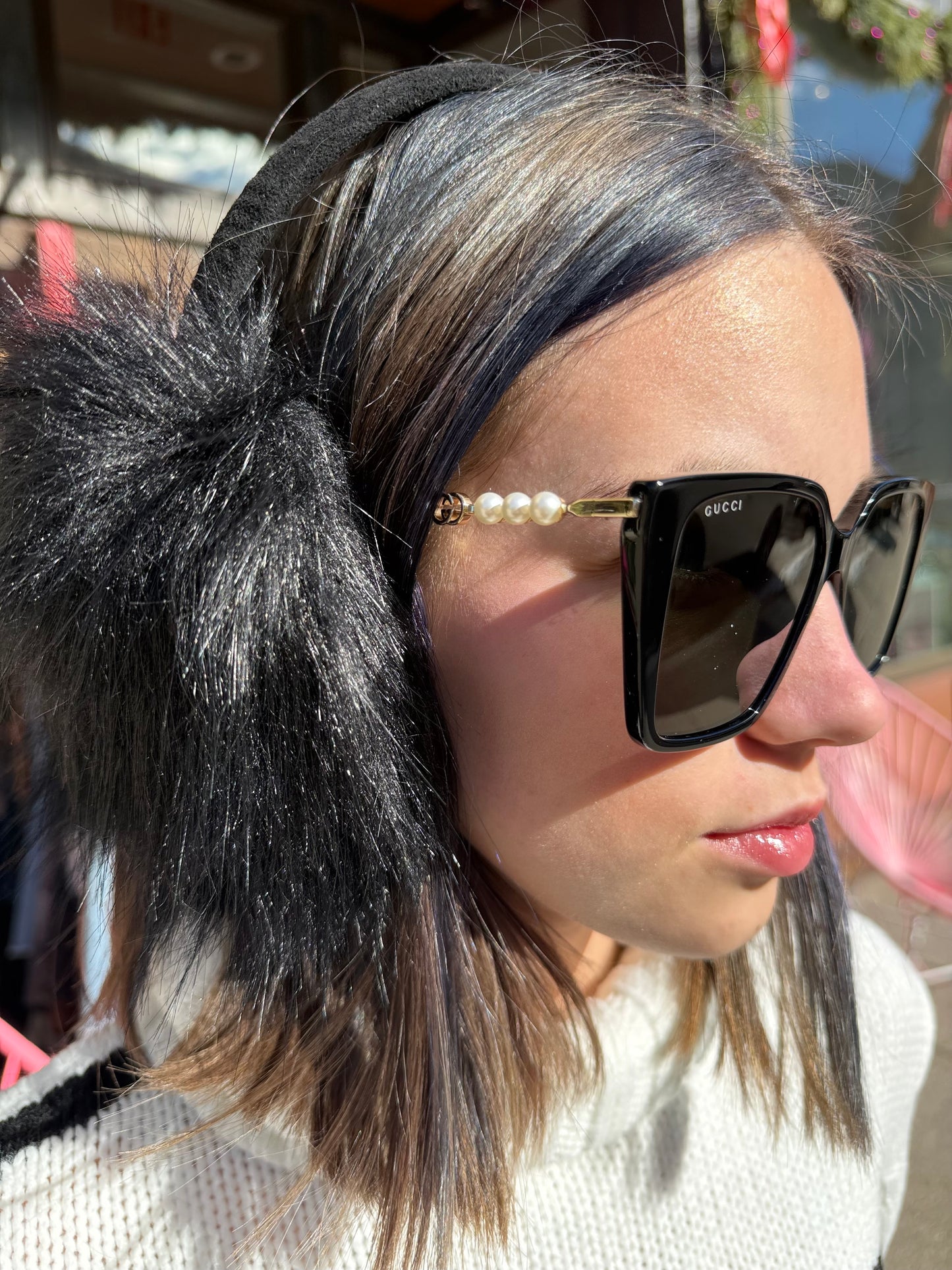 GG Pearl Trapezoid Sunglasses