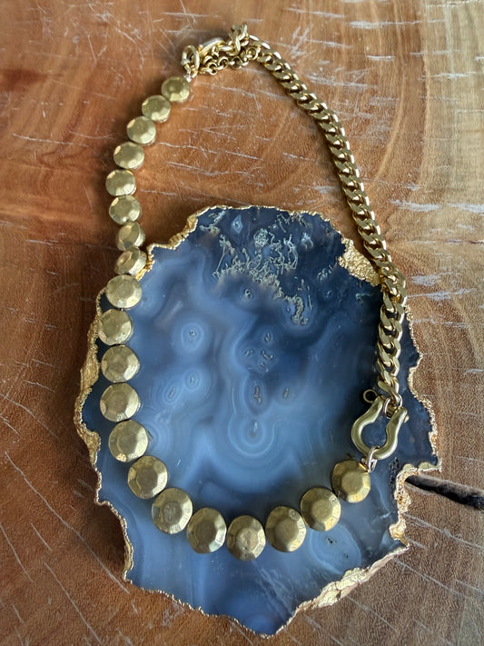 Rachel Nathan Beaded Shackle Single Sand Dollar Necklace