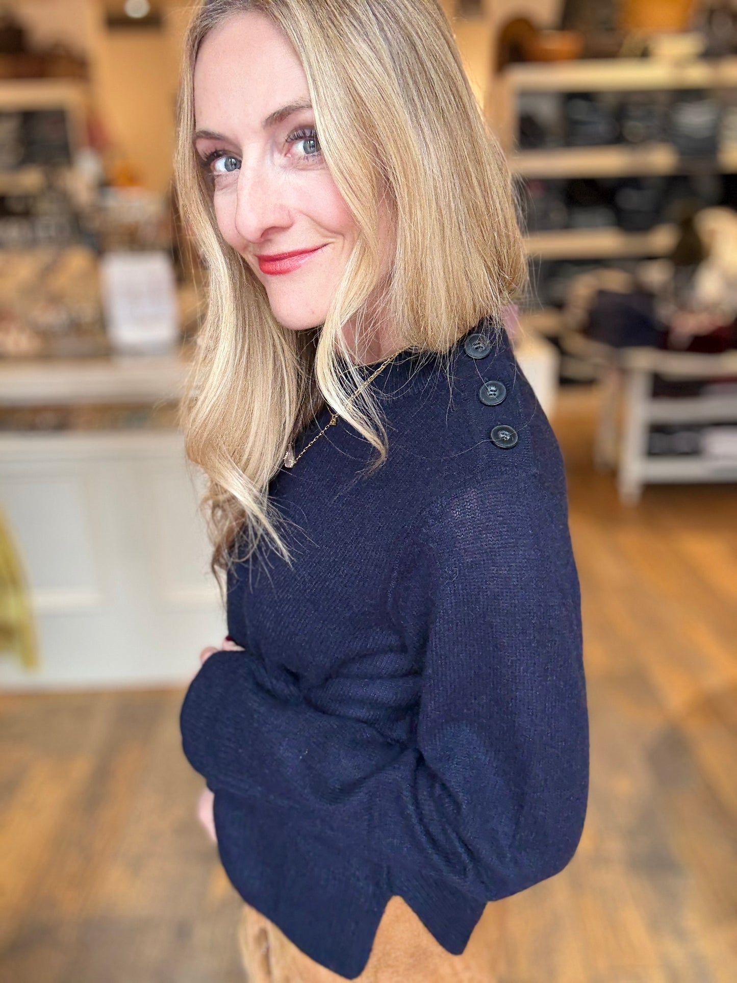 Naadam Button Neck Sweater