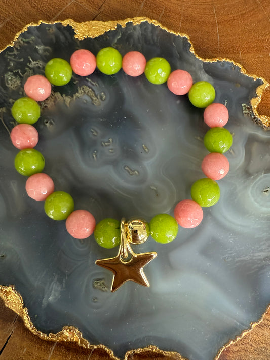 Lauren Amble Pink and Jade Star Bracelet