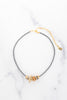 Elizabeth Cole Terra Necklace, hematite and crystal charm necklace