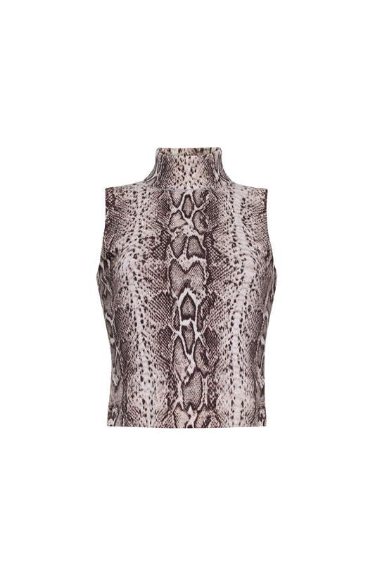 Cara Cara Dean Top in Oatmeal Snake, front view