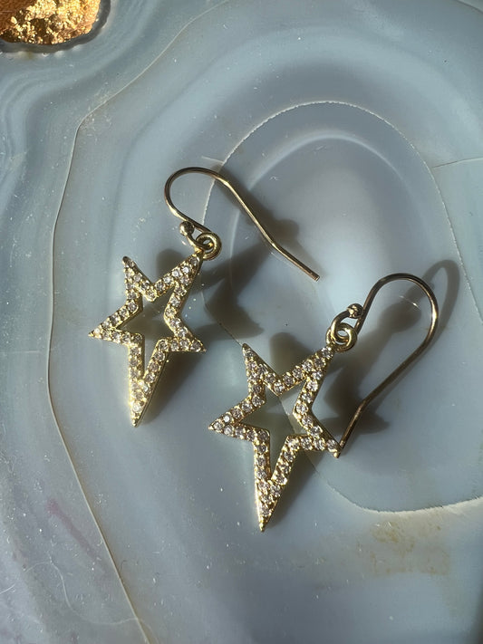 Ruby & Violet Open Pave Star Earrings