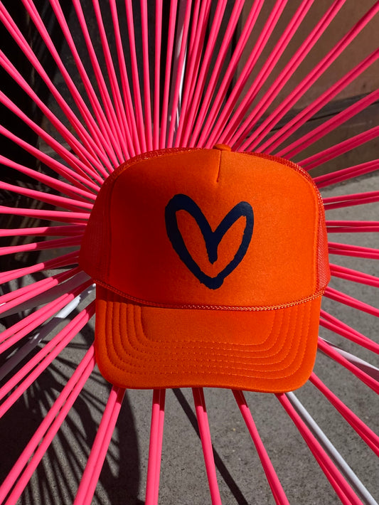 House of Shan Orange/Navy Heart Hat