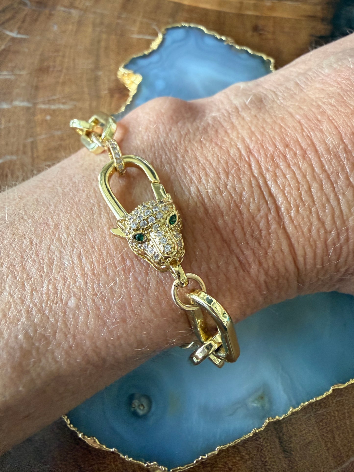 Ruby & Violet Pave Leopard Link Bracelet