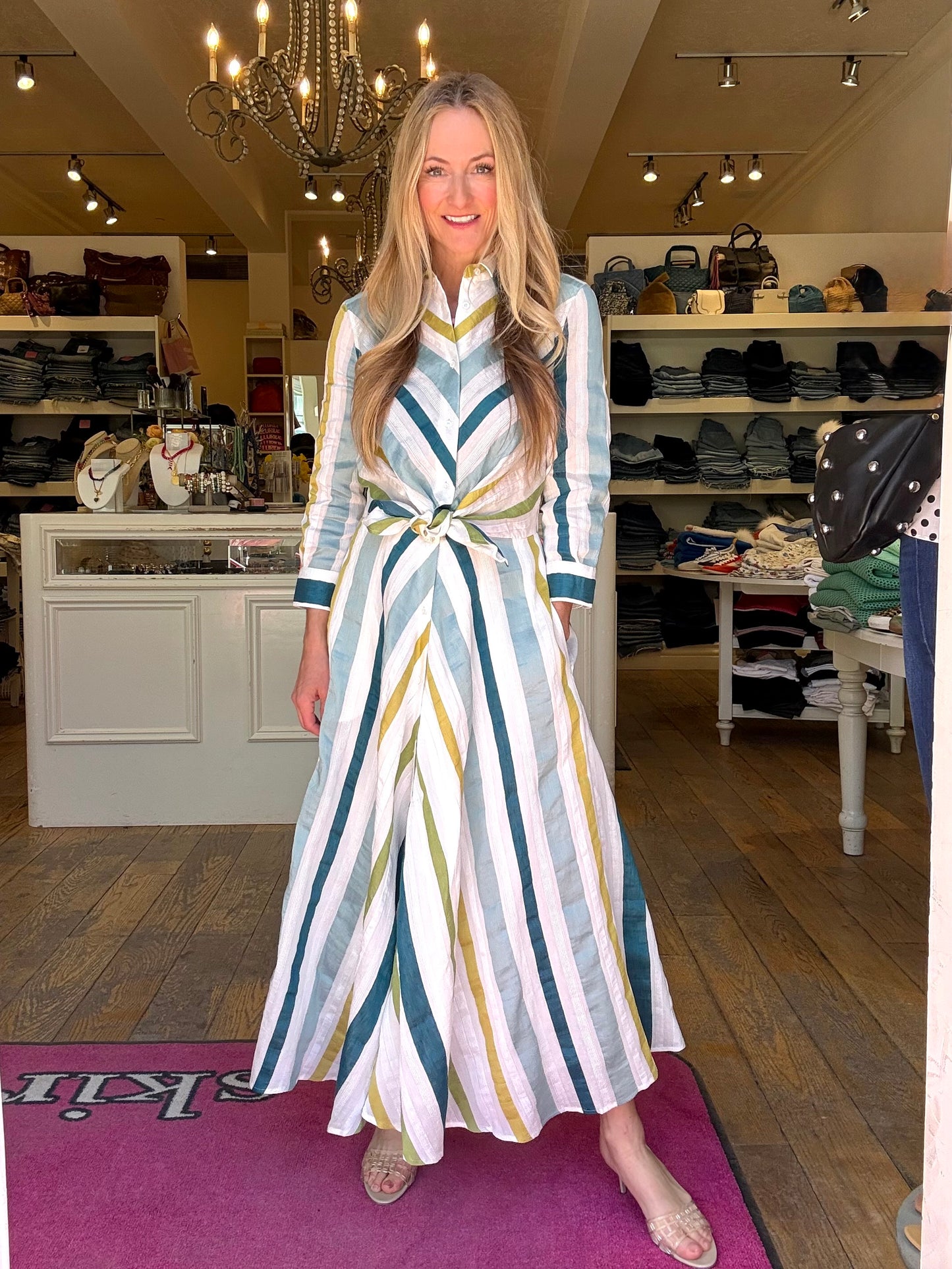 Sara Roka Striped Tie Dress