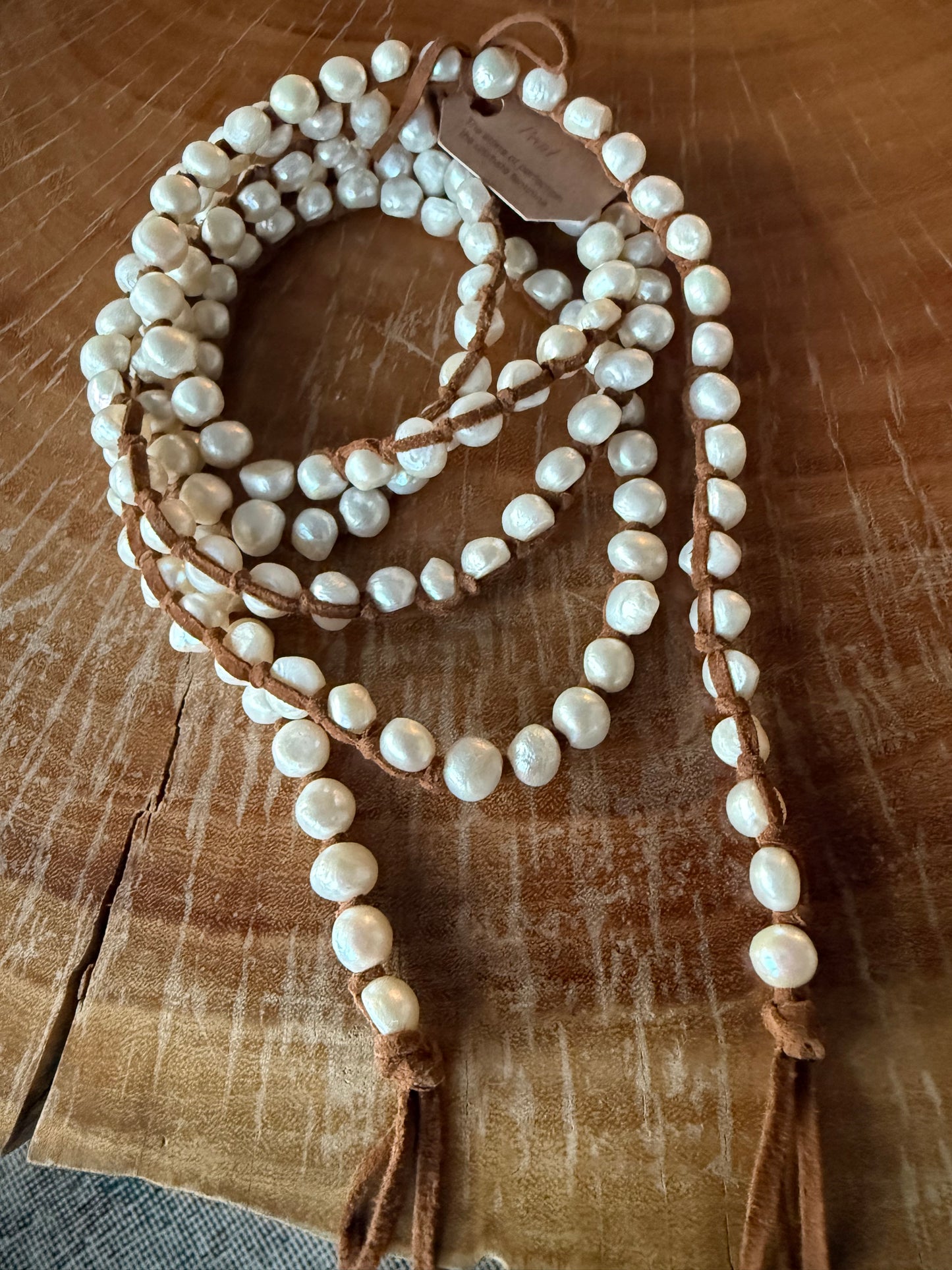 Tess Extra Long Small White Pearls