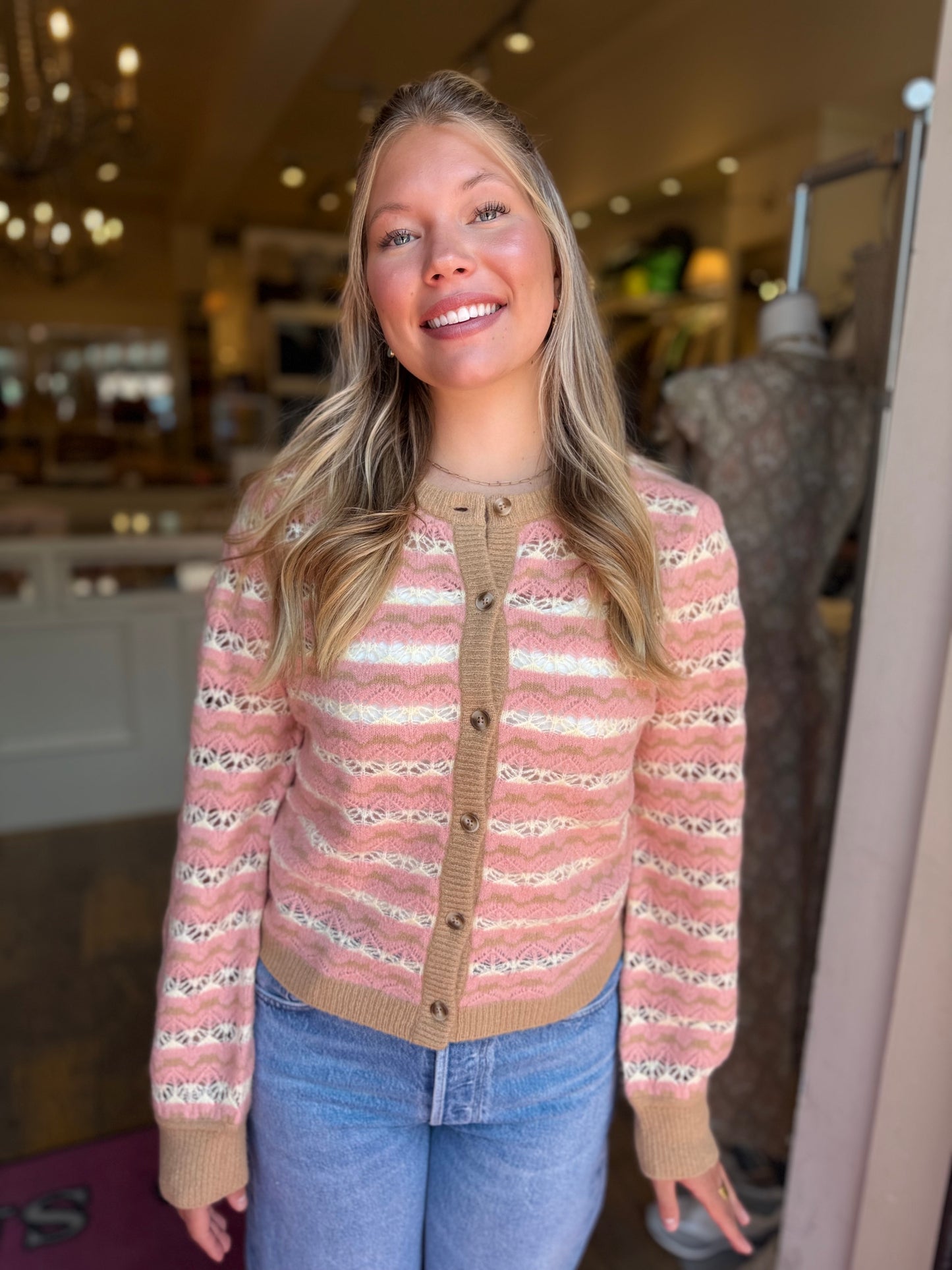 MR L/S Striped Cardigan