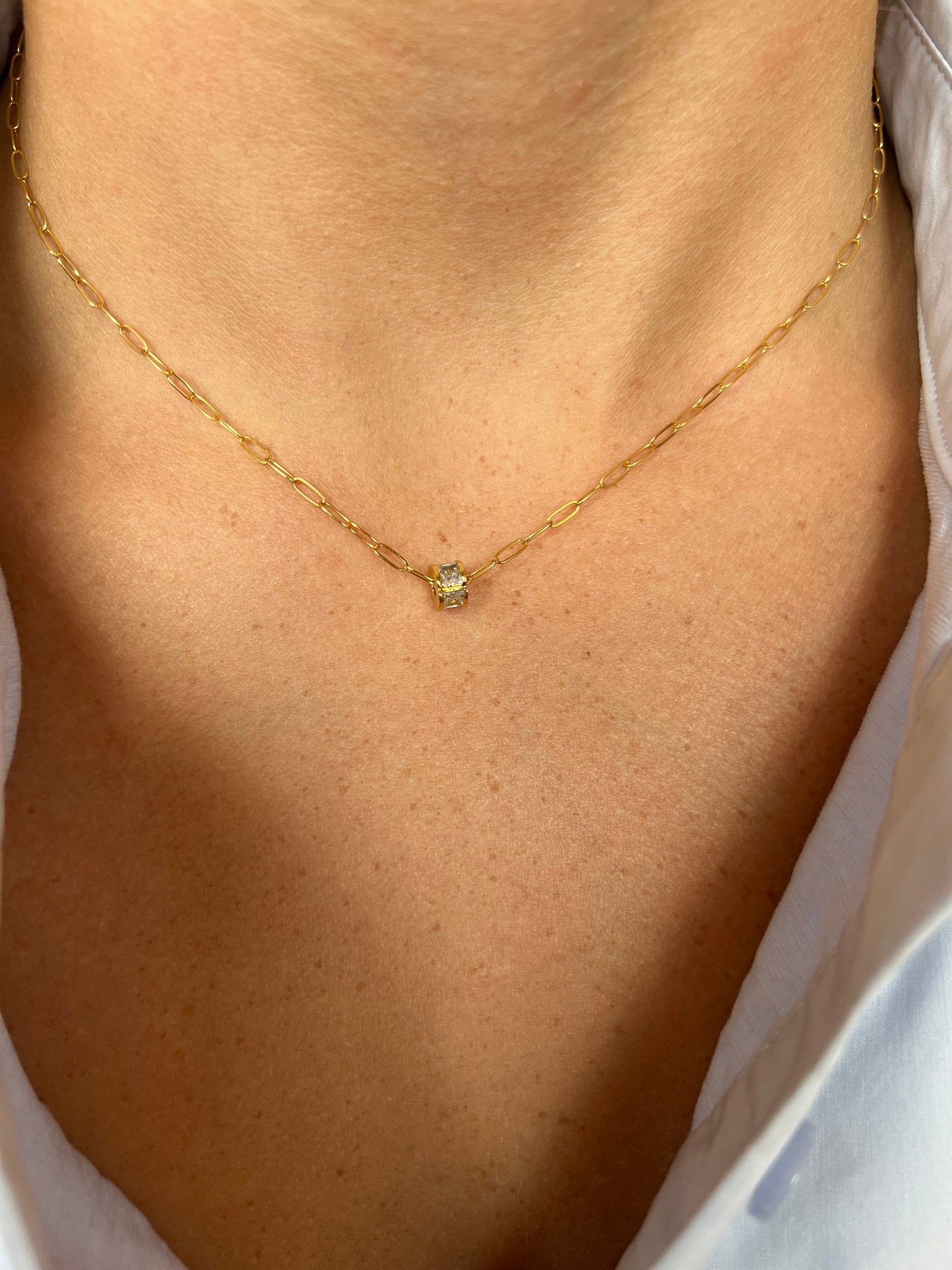 Ruby & Violet Pave CZ Rondelle Necklace