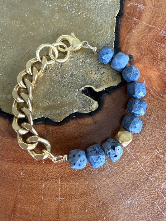 Rachel Nathan Remix Blue Sponge Coral Bracelet