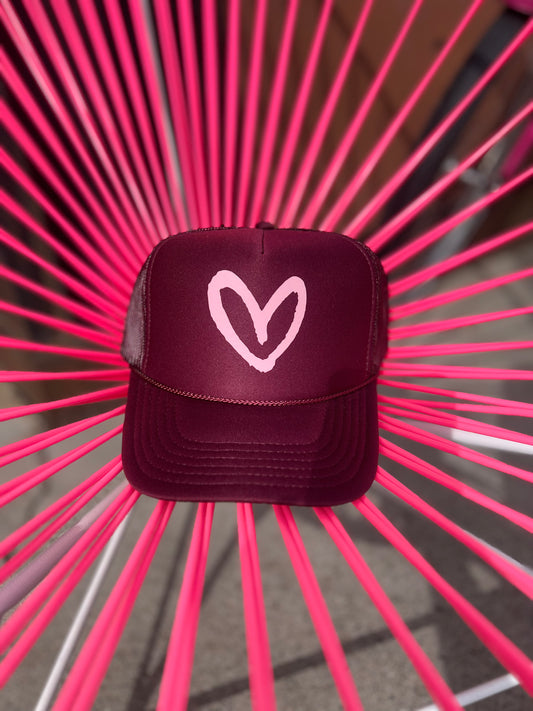 House of Shan Maroon/Pink Heart Hat