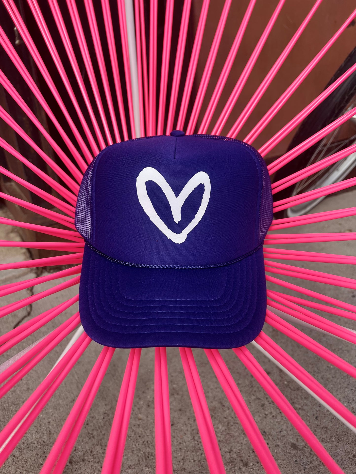 House of Shan Purple/White Heart Hat