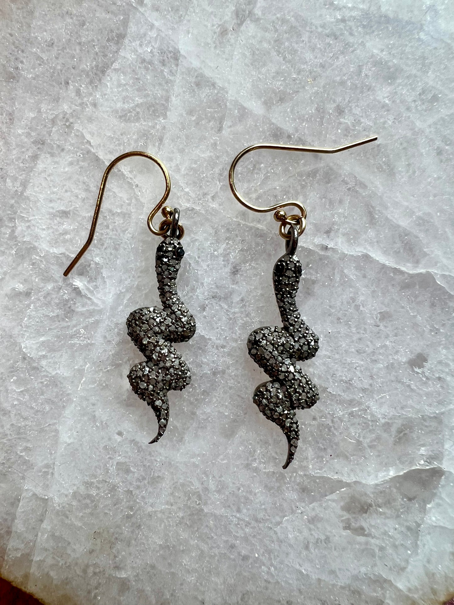 Ruby & Violet Pave Diamond Snakey Earrings