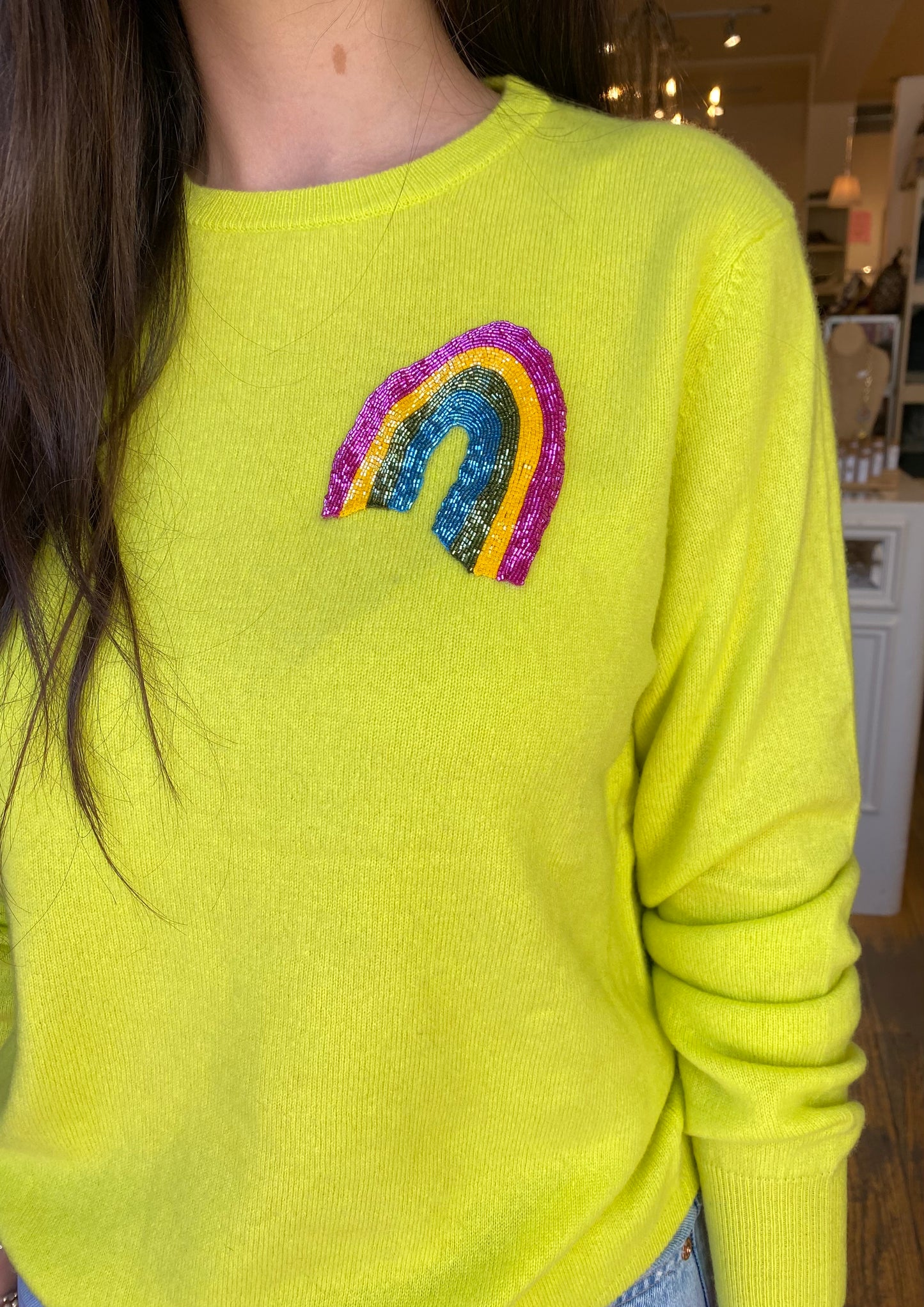 LF Beaded Rainbow Electric Sweater
