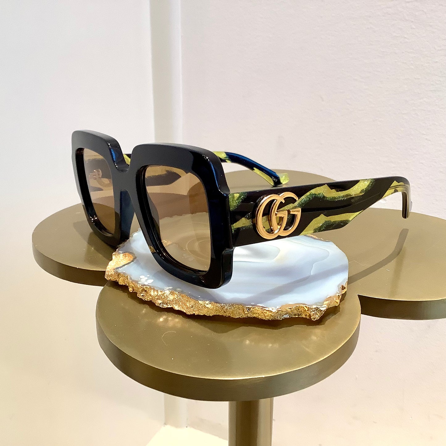 Gucci  Yellow Zebra Arm Sunglasses