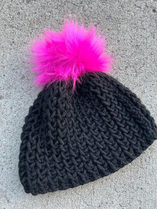 Black Hat w/Fuzzy Pom