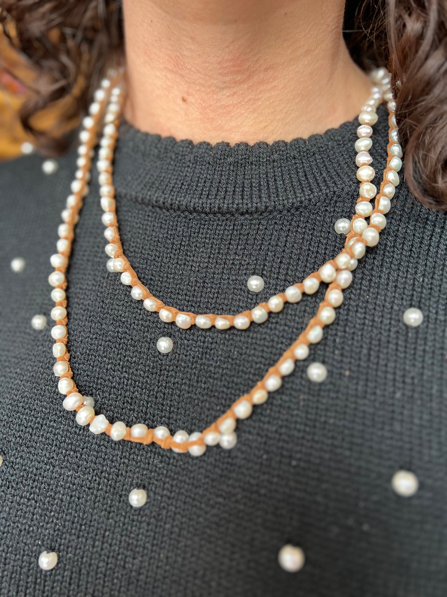 Tess Tiny Pearl Triple Wrap Necklace