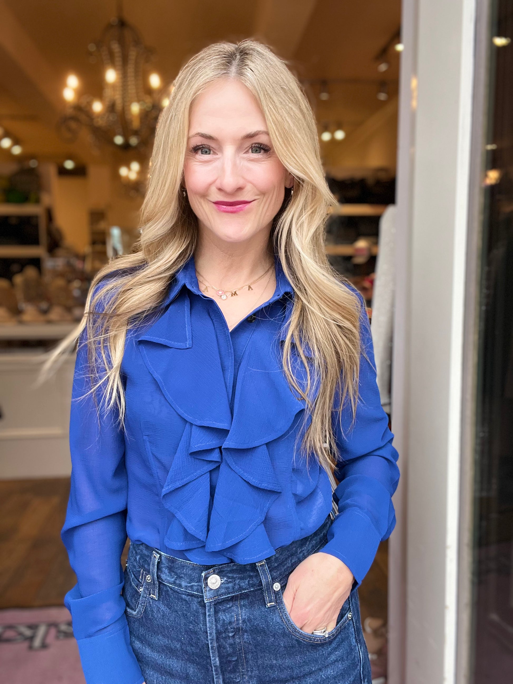 Chiffon ruffle blouse sales